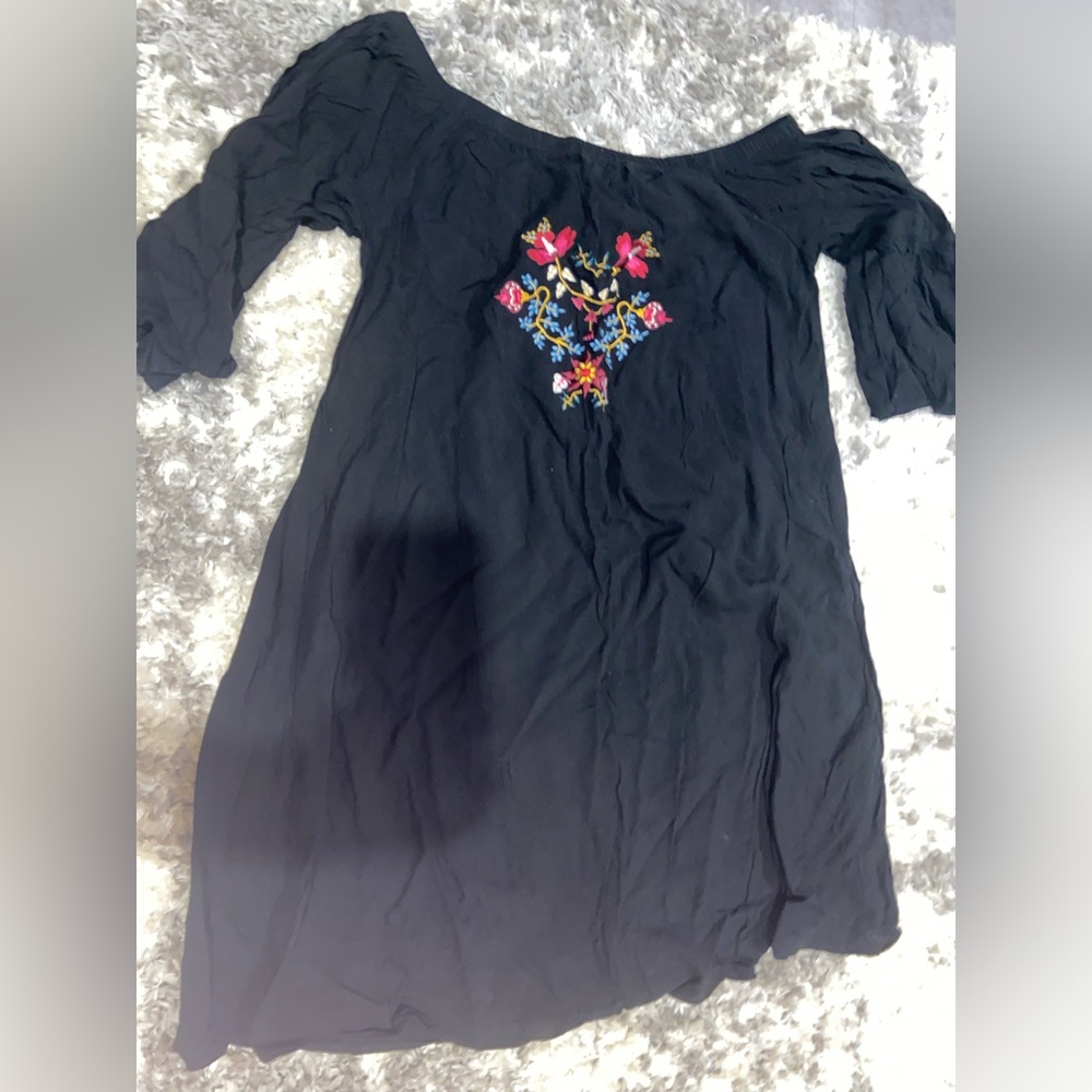 Little flare off-shoulder black dress